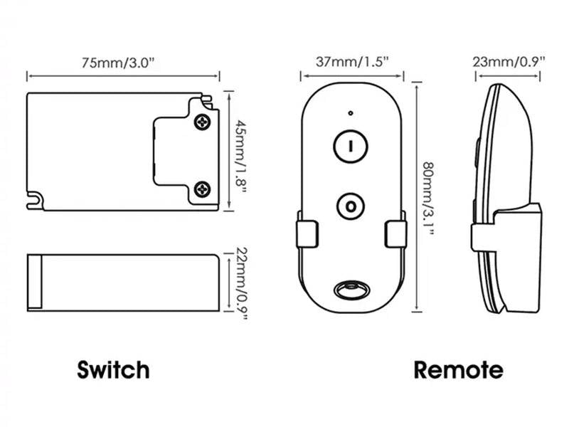 Mando a distancia RF + controlador ON/OFF AC100-250V con una carga máxima para LED de 300 W y halógeno de 1000 W. Ideal para lámparas sumergibles, iluminación o cualquier otro dispositivo eléctrico.