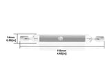 Bombilla LED con conectores R7S con encapsulado de cristal usada para sustituir a las halógenos lineales, disponen de un amplio ángulo de proyección y gran potencia lumínica con un mínimo consumo y mínima emisión de calor.