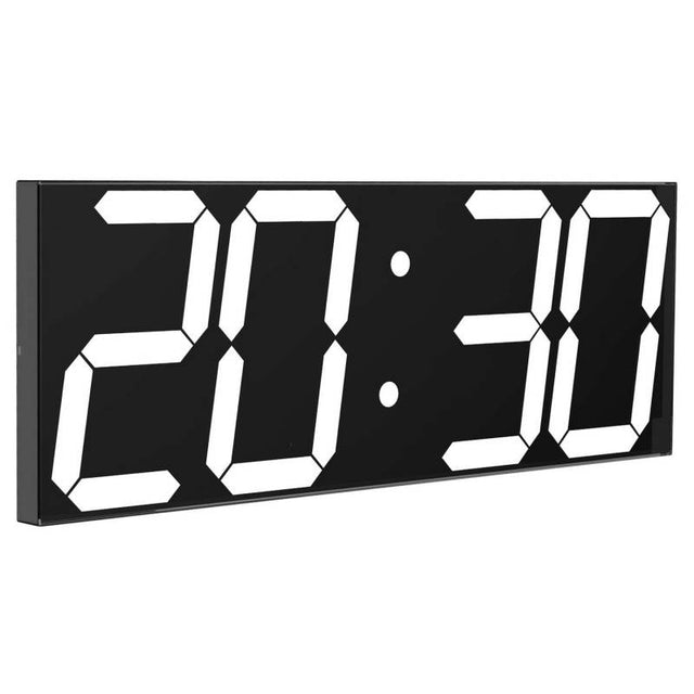 Nueva versión del Reloj digital con mando a distancia de grandes dimensiones (45cm) con diseño minimalista. Incorpora múltiples funciones adicionales como termómetro, calendario, alarma, cuenta atrás, etc. Con sensor crepuscular que ajusta automáticamente el brillo a la luz ambiente. Es el reloj perfecto!