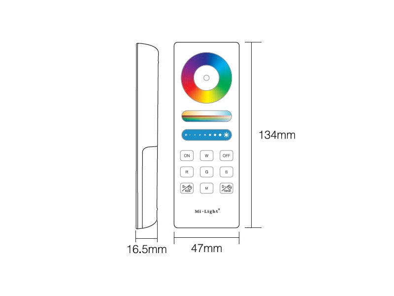 Compatible con los nuevos controladores RGB, RGBW, RGB+CCT RF. Controla las nuevas bombillas, proyectores, downlight o focos de jardín RGB compatibles. 