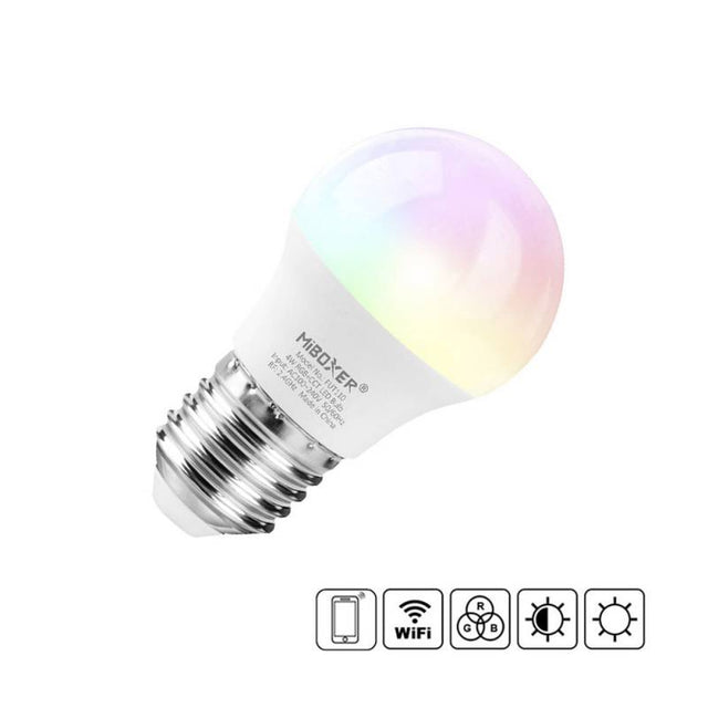 La Bombilla Led Wifi ofrece color RGB + CCT (blanco dual) en una única bombilla. Esta bombilla Led WiFi puede ser controlada por un mando a distancia RF o con el adaptador WiFi mediante App gratuita para smartphone o tablet Apple y/o Android. Ofrece máximo control y amplias posibilidades de decoración con luz. 