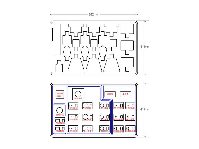 Práctico maleta de demostración de todo tipo de luminarias LED. Incluye todo lo necesario para transportar 19 tipos diferentes de bombillas LED: PAR, MR16, GU10, E27, etc. Para los casquillos G4 y GX5,3 hay una alimentación de 12V integrada.