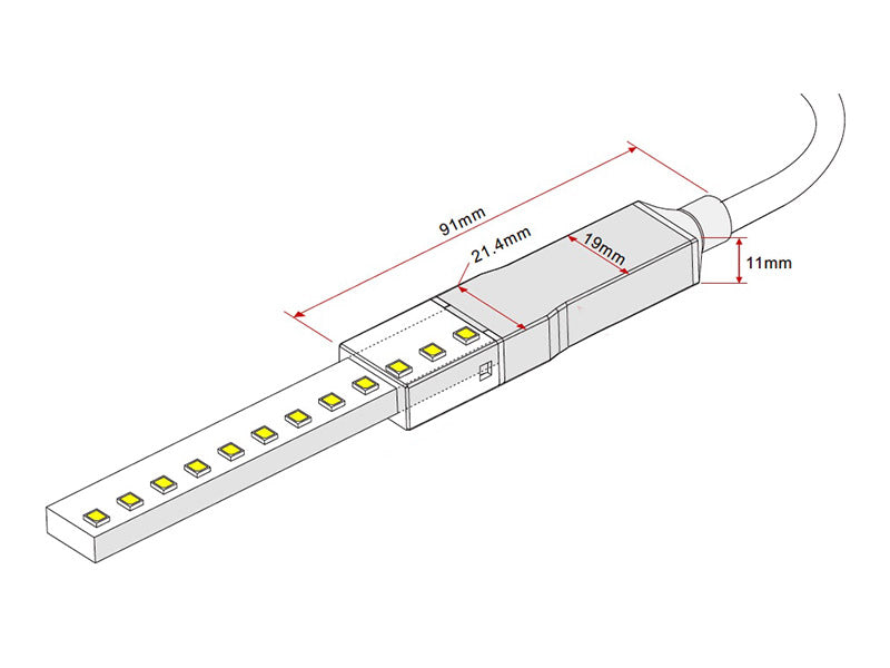 Cable que permite la conexión de tira led DC220V (LD1060167-8-9) con facilidad y seguridad con un controlador / driver led externo de 2 hilos.