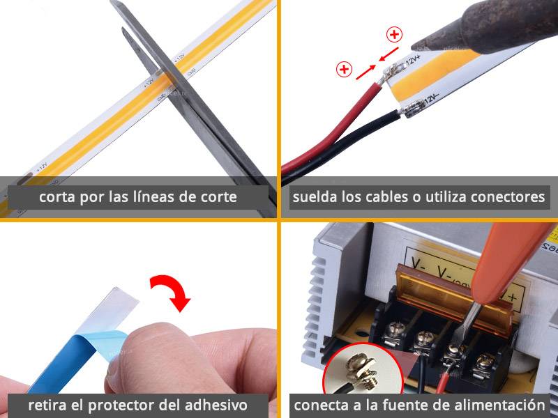 Tira LED con el nuevo Chip COB que ofrece iluminación lineal continua sin puntos. Incorpora cinta adhesiva 3M-térmica de máxima calidad para colocar la tira en cualquier superficie. Especialmente indicada para realzar los alimentos frescos: carnes, frutas.
