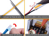 Tira LED con el nuevo Chip COB que ofrece iluminación lineal continua sin puntos. Incorpora cinta adhesiva 3M-térmica de máxima calidad para colocar la tira en cualquier superficie. Especialmente indicada para realzar los alimentos frescos: carnes, frutas.