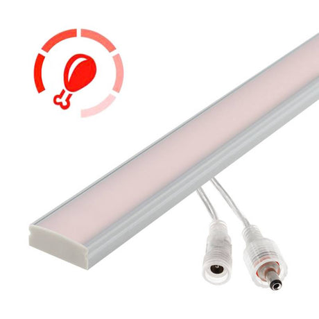 Barra LED con el nuevo Chip COB de OSRAM desarrollado especialmente para la iluminación de productos frescos. Ofrece iluminación lineal continua sin puntos. Luz perfecta que muestra una imagen fresca y sugerente que ayuda a la venta del producto.