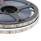 Tira LED de alta potencia lumínica SMD2835. Incorpora cinta adhesiva 3M-300LSE de máxima calidad para colocar la tira en cualquier superficie. Tira de 5 metros.