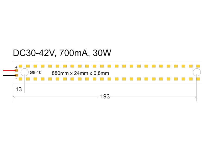 Tira LED rigida con el nuevo Chip EPISTAR de alta potencia lumínica SMD2835. Tira rígida de corriecte constante, sin caída de tensión de 880mm y dos filas de led con una potencia de 30W