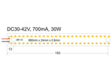 Tira LED rigida con el nuevo Chip EPISTAR de alta potencia lumínica SMD2835. Tira rígida de corriecte constante, sin caída de tensión de 880mm y dos filas de led con una potencia de 30W