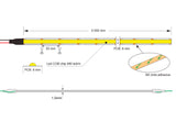 Tira LED con el nuevo Chip Epistar COB que ofrece iluminación lineal continua sin puntos. Incorpora cinta adhesiva 3M-térmica de máxima calidad para colocar la tira en cualquier superficie. Tira de 5 metros con 480 led por metro de alto brillo y un elevado CRI 90 que proporciona una luz espectacular.