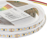 Tira LED flexibles de alto rendimiento con posibilidad de ajustar el tono de luz blanca en toda su gama de tonalidad. Incorpora 154led por metro para una mejor difusión de la luz y un CRI>90 para una reproducción cromática perfecta.