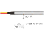 Tira LED con el nuevo Chip COB RGB que ofrece iluminación lineal continua sin puntos. Incorpora cinta adhesiva 3M-térmica de máxima calidad para colocar la tira en cualquier superficie. Tira de 5 metros con 608 led por metro de alto brillo y un elevado CRI 90 que proporciona una luz perfecta con temperatura de color ajustable desde 3000K hasta 6000K 