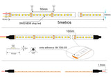 Tira LED flexibles de alto rendimiento con posibilidad de ajustar el tono de luz blanca en toda su gama de tonalidad. Incorpora 240 led por metro para una mejor difusión de la luz.