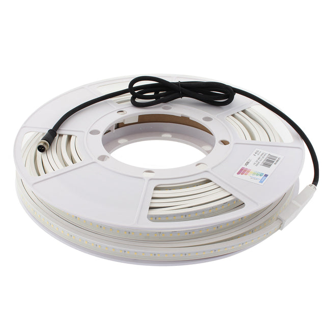 Carrete de 25 metros de tira LED flexible OSRAM SMD2835-DC220V con regulación 0-10V de la más alta calidad para proyectos profesionales. Por su flexibilidad y alta luminosidad es ideal para crear una iluminación de calidad en todo tipo de ambientes, tanto en interiores como en exteriores.