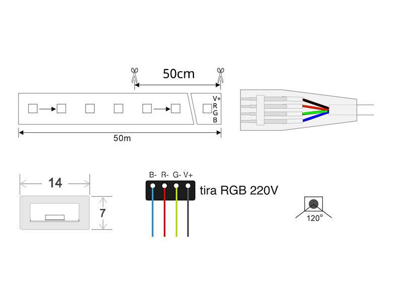 Incluye controlador + mando a distancia. Tira de LED flexible de 220V  fabricada con componentes de alta calidad, permite una alta disipación del calor y son impermeables gracias a la cubierta transparente de PVC. Por su flexibilidad y alta luminosidad es ideal para crear una iluminación de calidad en todo tipo de ambientes, tanto en interiores como en exteriores. Longitud de corte 1m.