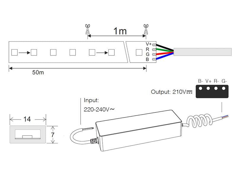 Incluye controlador profesional MIBOXER + mando a distancia listo para funcionar. Tira de LED flexible de 220V  fabricada con componentes de alta calidad, permite una alta disipación del calor y son impermeables gracias a la cubierta transparente de PVC. Por su flexibilidad y alta luminosidad es ideal para crear una iluminación de calidad en todo tipo de ambientes, tanto en interiores como en exteriores. Longitud de corte 1m.