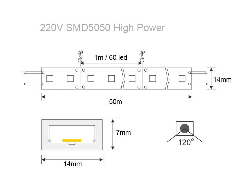 La nueva tira HIGH POWER utiliza chip de alto brillo SMD5050 que ofrece hasta 20 lumen por led. Se conecta directamente a la red eléctrica de 220V mediante un alimentador, está fabricada con componentes de alta calidad, permite una alta disipación del calor y son impermeables gracias a la cubierta transparente de PVC. Por su flexibilidad y alta luminosidad es ideal para crear una iluminación de calidad en todo tipo de ambintes, tanto en interiores como en exteriores.