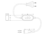 Permite conectar de manera directa la tira LED monocolor de alta tensión a la red eléctrica de 220V directamente, sin necesidad de transformadores ni ningún otro dispositivo adicional. Cada alimentador soporta un máximo de 50 metros de tira LED a 220V - con chip SMD3528 o SMD2835.