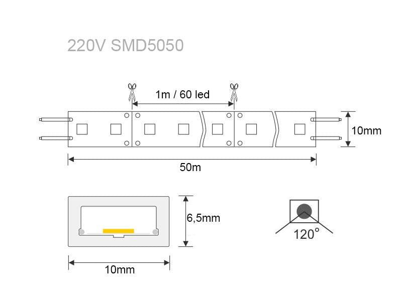 Tira led DUAL, blanco cálido y blanco frío en cada chip led. Se conecta directamente a la red eléctrica de 220V mediante un alimentador, posibilidad de seleccionar cualquiera de los dos colores, o los dos a la vez, ofreciendo el doble de luminosidad y un color blanco neutro.