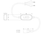 Cable rectificador que permite conectar de manera directa la tira LED monocolor de alta tensión a la red eléctrica de 220V directamente, sin necesidad de transformadores ni ningún otro dispositivo adicional. Cada alimentador soporta un máximo de 50 metros de tira LED a 220V con chip SMD2835.