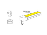 Tapa de inicio de línea pasar el cable de conexión por la parte inferior y conectar a la tira led en el tubo de silicona NEON. Se aconseja utilizar silicona pegamento o algún otro material adhesivo para fijarlo.