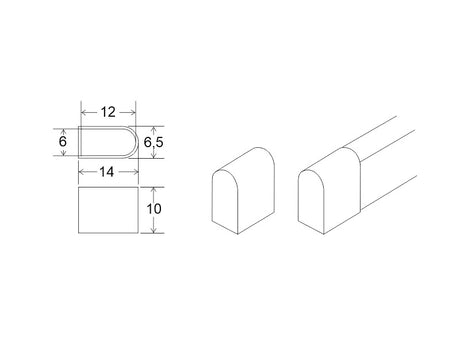 Tapa de final de línea específica que permite sellar el extremo del LED NEON silicona 6x12mm. Se aconseja utilizar pegamento o algún otro material adhesivo para fijarlo.