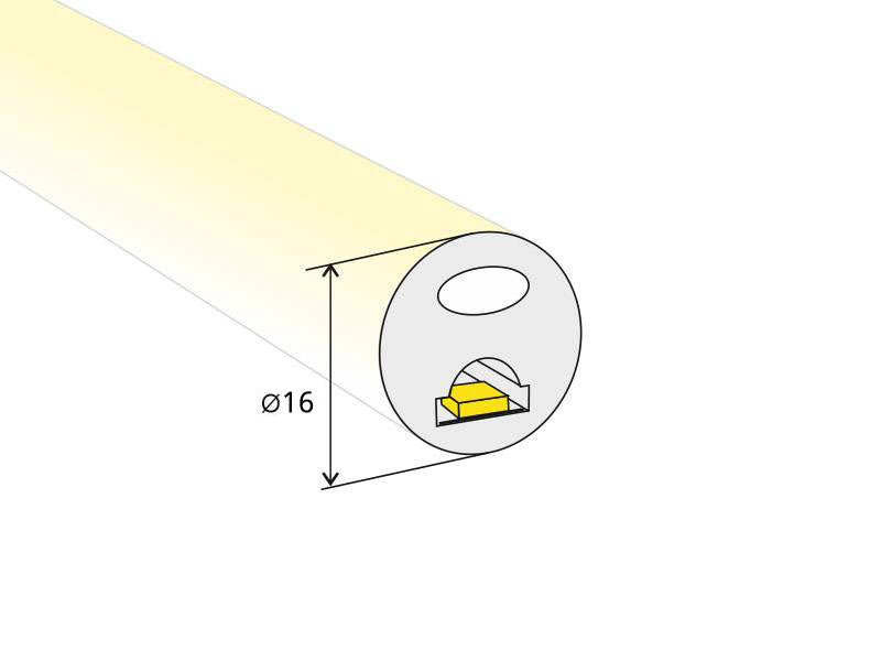 Neón circular LED flexible con 120LED/m que reemplaza con un éxito rotundo a las luces de neón de cristal tradicional ofreciendo múltiples ventajas. Los LEDs están recubiertos por una lámina translúcida de PVC que matiza la luz y la hace más uniforme. Se instala de forma sencilla y no necesita ningún tipo de herramientas especiales. Su gran flexibilidad le permite adaptarse a todo tipo de lugares como esquinas, rincones, logos, carteles, etc.