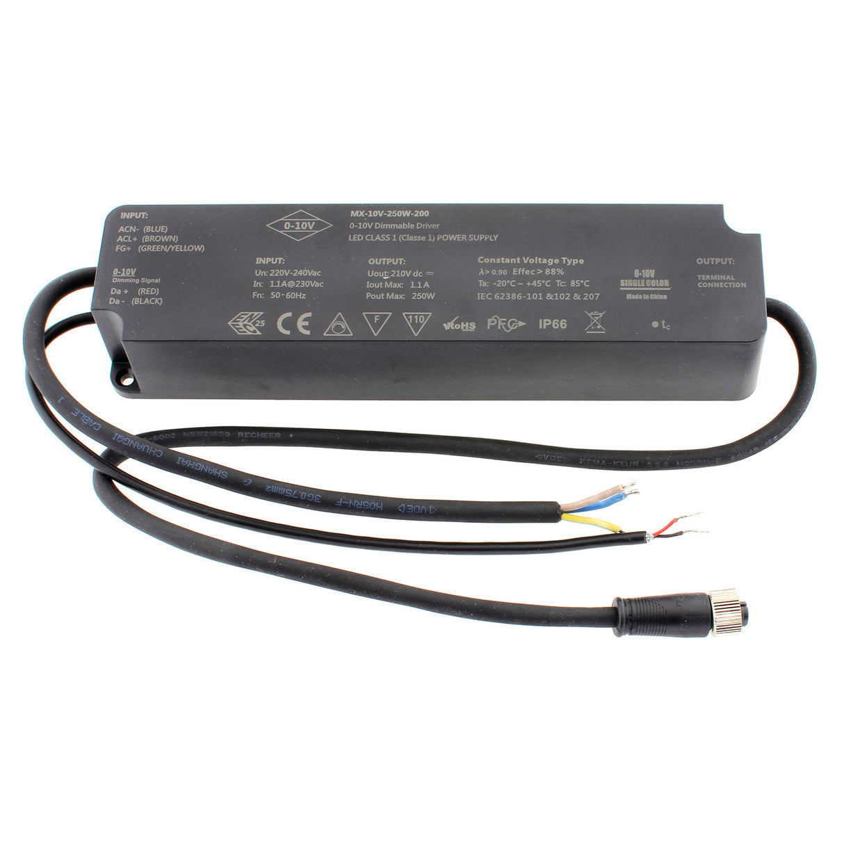 Fuente de alimentación DC220V con regulación 0-10V y protección IP67 especialmente indicada para la alimentación y control de la tira led 220V profesional LD1060167-8-9