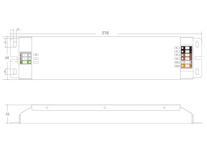 Fuente de alimentación SLIM con regulación 5 en 1: 0-10V, 1-10V, 10V PWM, TRIAC DIM, Resistance DIM. Libre de parpadeo, regulación 0-100%, Regulación led 1%. Ideal para regulación de tiras led DC24V, con posibilidad de añadir sondas crepusculares 0-10V, mandos y reguladores 0-10V, TRIAC, etc.