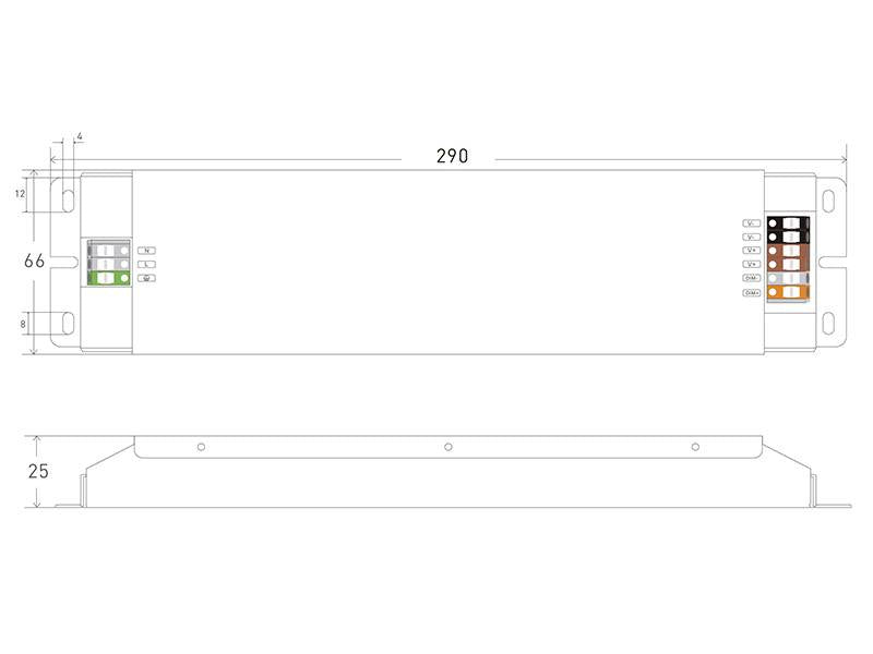 Fuente de alimentación SLIM con regulación 5 en 1: 0-10V, 1-10V, 10V PWM, TRIAC DIM, Resistance DIM. Libre de parpadeo, regulación 0-100%, Regulación led 1%. Ideal para regulación de tiras led DC24V, con posibilidad de añadir sondas crepusculares 0-10V, mandos y reguladores 0-10V, TRIAC, etc.