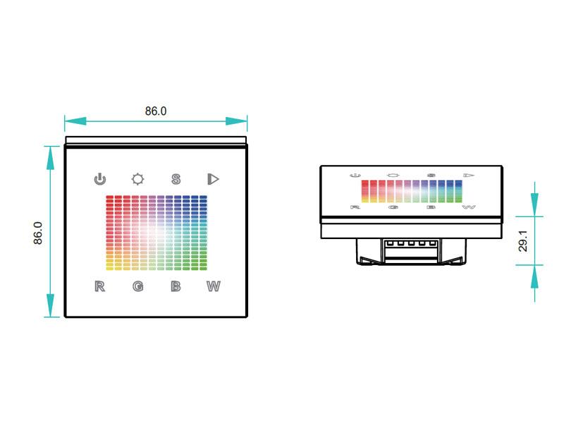 Completo controlador 2 en 1, permite el control de tiras RGBW. Funciona como emisor de comandos por radiofrecuencia RF y como master DMX512.