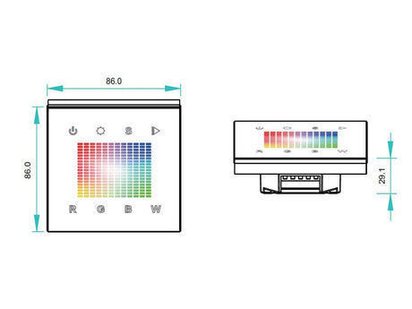 Completo controlador 2 en 1, permite el control de tiras RGBW. Funciona como emisor de comandos por radiofrecuencia RF y como master DMX512.