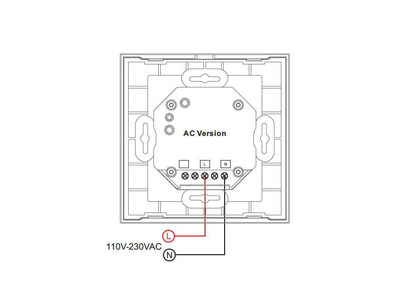 Controlador de pared con pantalla de cristal táctil de gran precisión para un control profesional de tiras led blanco dual. Compatible con los receptores de la serie LB1009