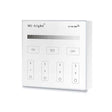 Control remoto de pared con pantalla de cristal táctil de gran precisión para un control profesional de tiras led monocolor. Permite el control de 4 zonas. Se alimenta con 2 pilas tipo AAA y es posible ponerlo en cualquier superfice sin necesidad de empotrarlo.