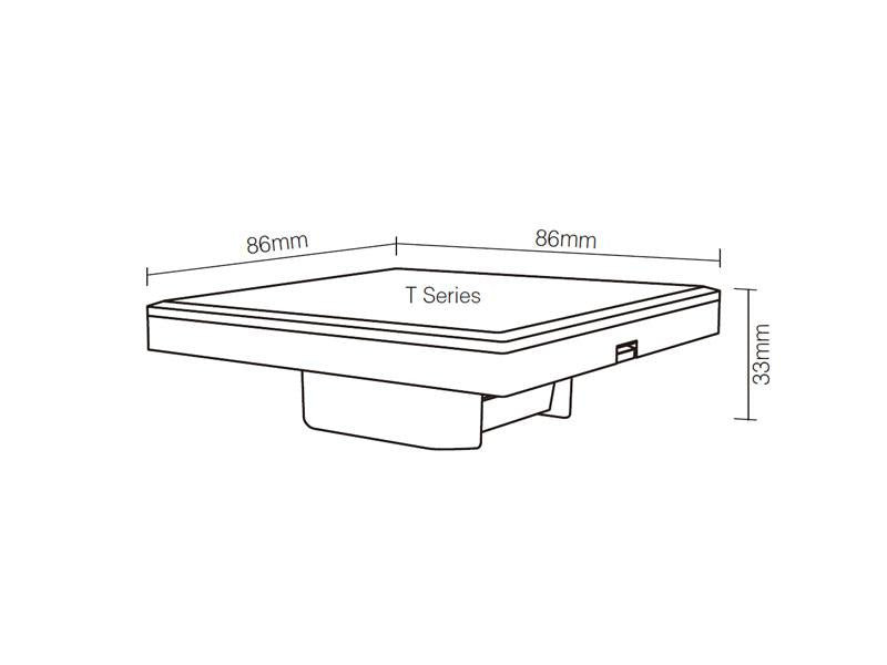 El Mando Táctil T3 es un control remoto empotrado de pared con pantalla de cristal táctil de gran precisión para un control profesional de tiras LED RGB/RGBW. Permite el control de 4 zonas  independientes.