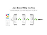 Control para cualquier tipo de tira led RGB+CCT, RGBW, RGB, CCT DUAL y MONO. En combinación del mando a distancia LD1051363 permite controlar hasta 8 zonas diferentes. Con autosincronización, transmite los comandos recibidos al resto de controladores a su alcance (30m) aumentando significativamente la distancia de la instalación. 