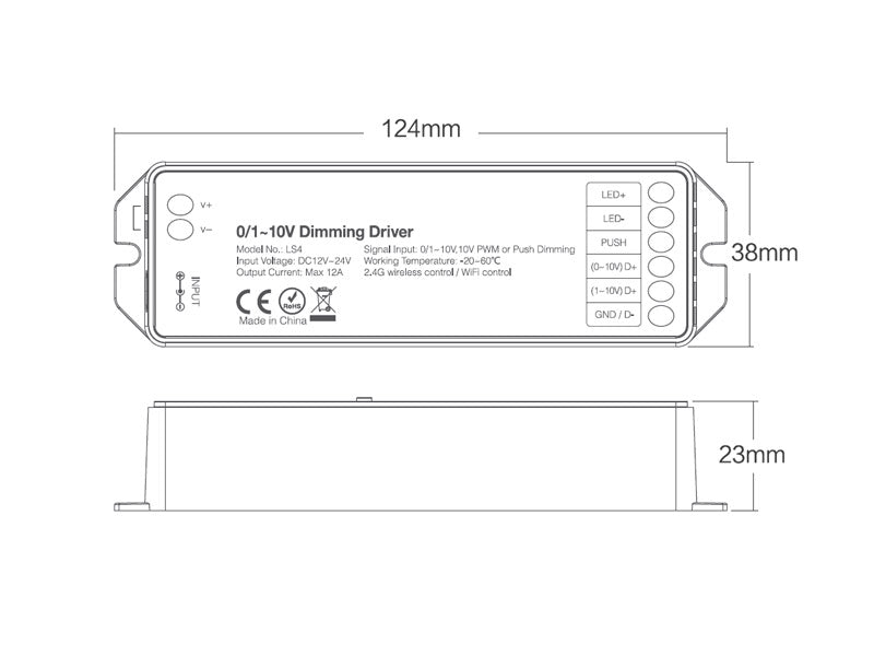 Controlador que permite la regulación de luces led DC12-24V (0-100%) a través de 0-10V, 1-10V, 10V PWM o pulsador. También a través de smartphone por WiFi ó 4G. Y con una amplia gama de mandos a distancia RF 2.4Ghz. Facilita la regulación de instalaciones led en el hogar, oficinas, hoteles, comercios, etc.