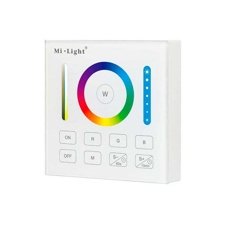 Control remoto de pared con pantalla de cristal táctil de gran precisión para un control profesional de tiras led RGB + CCT blanco dual.