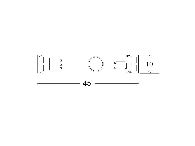 Botón de mínimo tamaño para integrar en perfil y conectar directamente a la tira led monocolor. Permite encender/apagar y regular la intensidad de luz de forma fácil y cómoda.