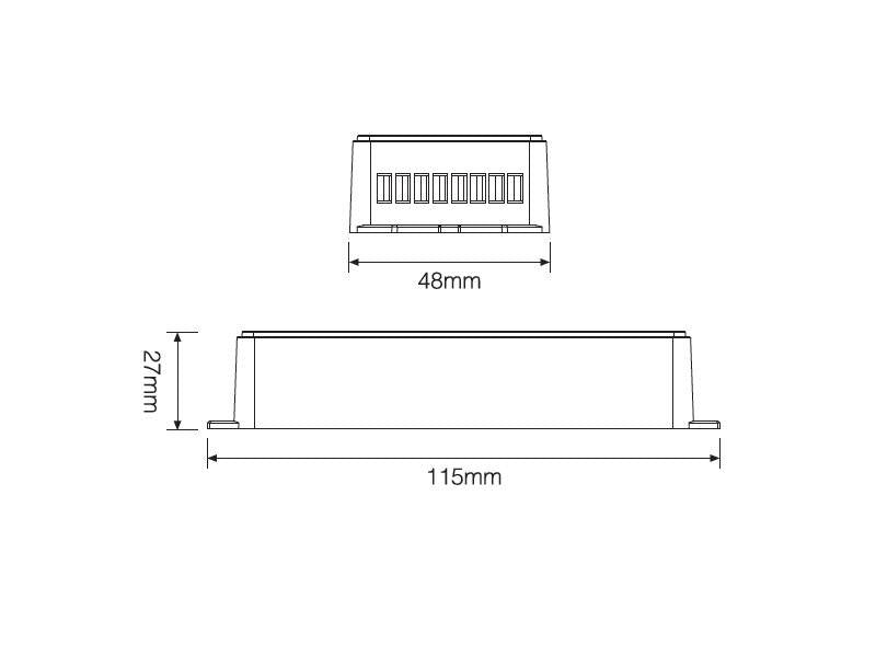 Amplificador para el sistema SYS. En combinación con el controlador SYS-T1 permite ampliar la instalación al doble de capacidad consiguiendo realizar instalaciones con un número ilimitado de luminarias compatibles son el sistema SYS.