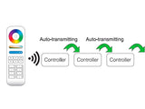 Controlador para cualquier tipo de tira led RGB+CCT, RGBW, RGB, CCT DUAL y MONO para instalación en carril DIN. Con autosincronización, transmite los comandos recibidos al resto de controladores a su alcance (30m) aumentando significativamente la distancia de la instalación. 