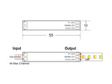 Sensor IR de reducido tamaño (55x10mm) para instalar en un perfil que se conecta directamente a la tira led CCT (Blanco dual 3000-6000K) y permite apagar/encender la tira led y ajustar el color de luz al pasar la mano a una distancia igual o inferior a 10cm. Queda totalmente oculto debajo del difusor del perfil.