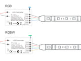 Kit que incluye controlador RF de altas prestaciones y reducidas dimensiones para cualquier tipo de tira led RGBW, RGB, CCT DUAL y MONO, y mando a distancia BT15 permite controlar todos los parámetros de las tiras led conectadas.