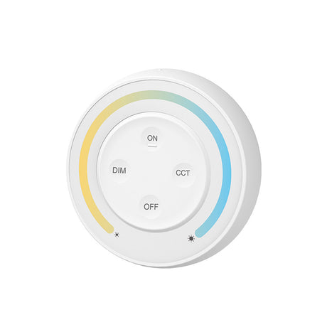 Mando de superficie con control táctil de gran calidad y cuidado diseño. Incorpora base magnética para instalar en cualquier superficie y facilitar la portabilidad. Ideal para el control de la intensidad de las tiras Led CCT. Se puede encender/apagar, ajustar la intensidad y seleccionas el color de luz. Se alimenta con 2 pilas tipo AAA.