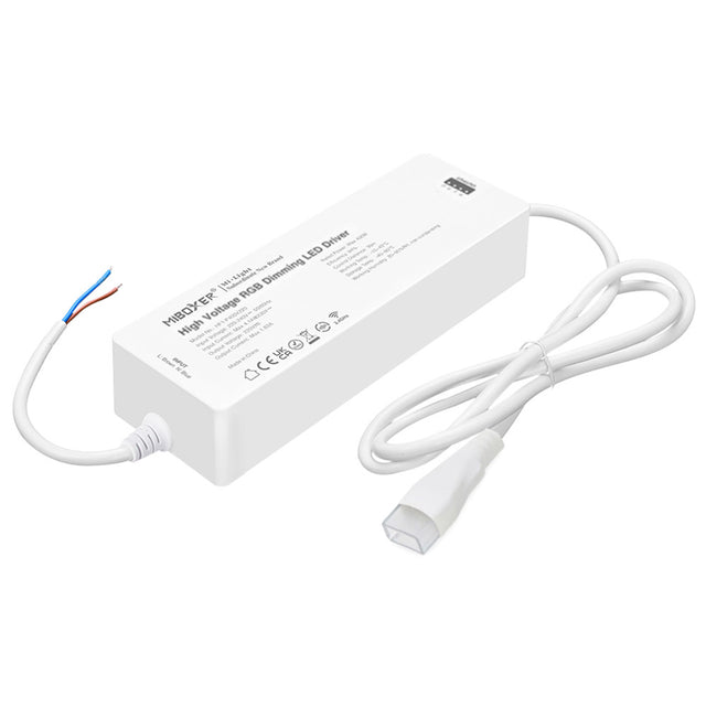 Controlador para tiras led RGB de 220V. Permite su control con mando a distancia compatible, APP (Android o IOs) o por voz con Alexa mediante controlador compatible. Transmite los comandos recibidos al resto de controladores a su alcance (30m) aumentando significativamente la distancia de la instalación. 