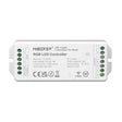 Con tecnología inalámbrica de 2.4GHz de bajo consumo, transmisión de señal de 30m y anti-interferencias. Con transmisión y sincronización automática. Soporte de dimmer con puslador. Con salida DC12-48V, 20A.