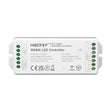 Con tecnología inalámbrica de 2.4GHz de bajo consumo, transmisión de señal de 30m y anti-interferencias. Con transmisión y sincronización automática. Soporte de dimmer con puslador. Con salida DC12-48V, 20A.