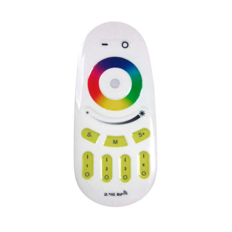 Mando a distancia para un control total de las bombillas y tiras led RGB y RGBW. Controla el encendido de cuatro zonas diferentes, intensidad y color de luz.