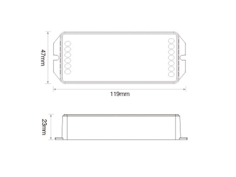 Controlador 2 en 1, para tiras monocolor y CCT o blanco dual. Con tecnología inalámbrica de 2.4GHz de bajo consumo, transmisión de señal de 30m y anti-interferencias. Con transmisión y sincronización automática. Soporte de dimmer con pulsador. Con salida DC12-48V, 20A. Puede controlar 4 zonas distintas. Compatible con un amplio catálogo de mandos a distancia.