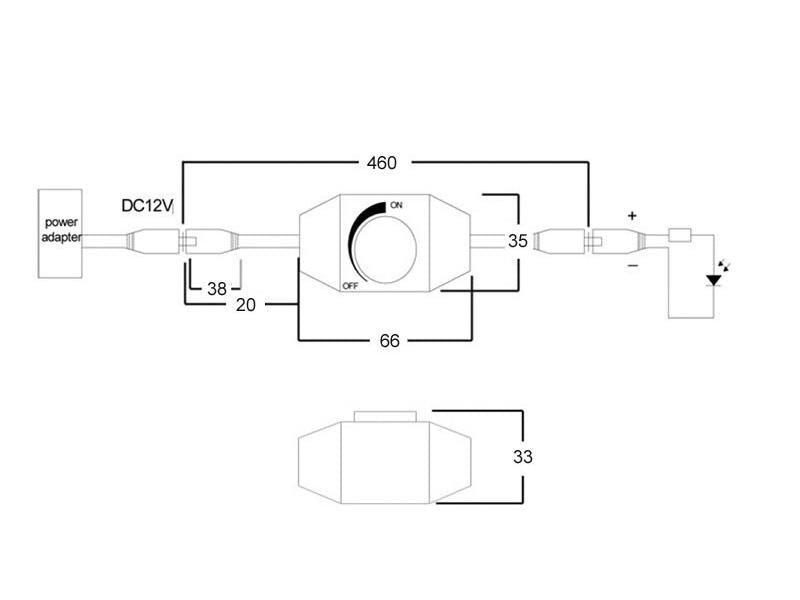 Regulador de potencia específico para tiras LED monocolor. Dimmer para variar la intensidad de la luz que emiten las tiras LED monocolor